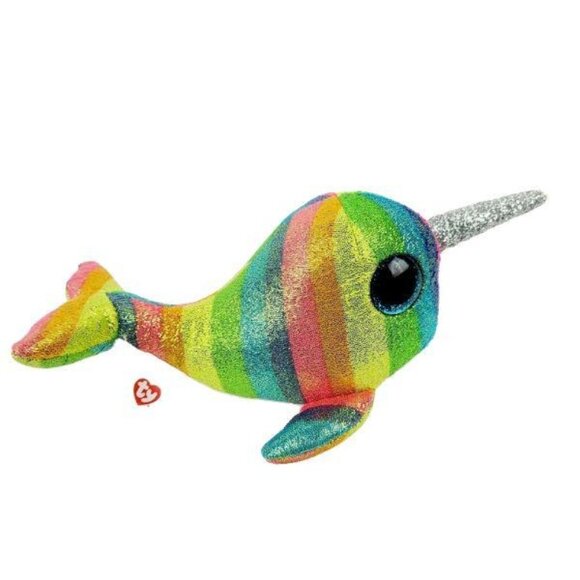 TY Beanie Boos Nori the Narwhal 8 inch Plush Rainbow Glitter Stuffed Animal Toy - Picture 2 of 7